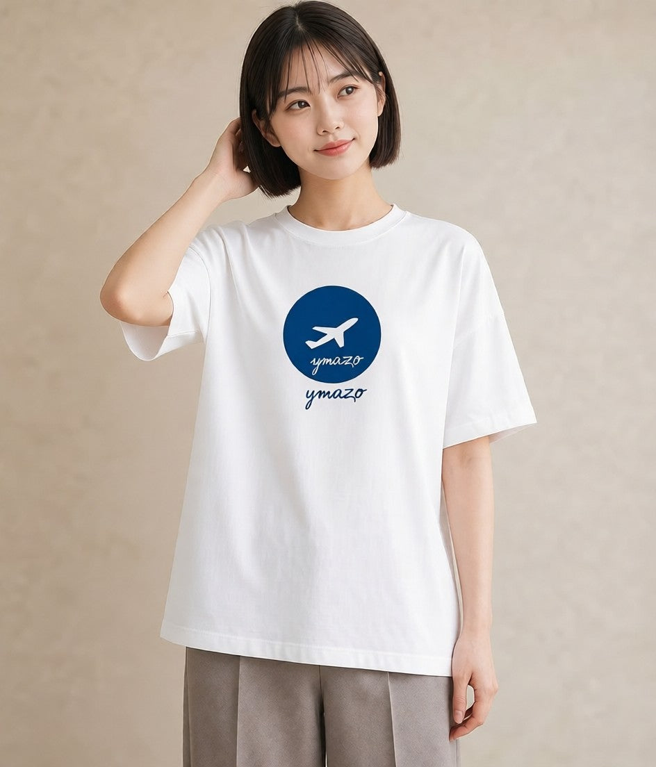 グラフィックTシャツ レディース 旅 トラベル スタンプ イラスト 淡色 社会人 女性 白T YMAZO