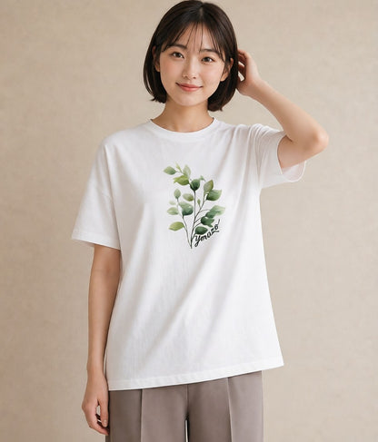 Tシャツ レディース 観葉植物 植物 ボタニカル イラスト モード ビーチ デイリーウェア 白T YMAZO