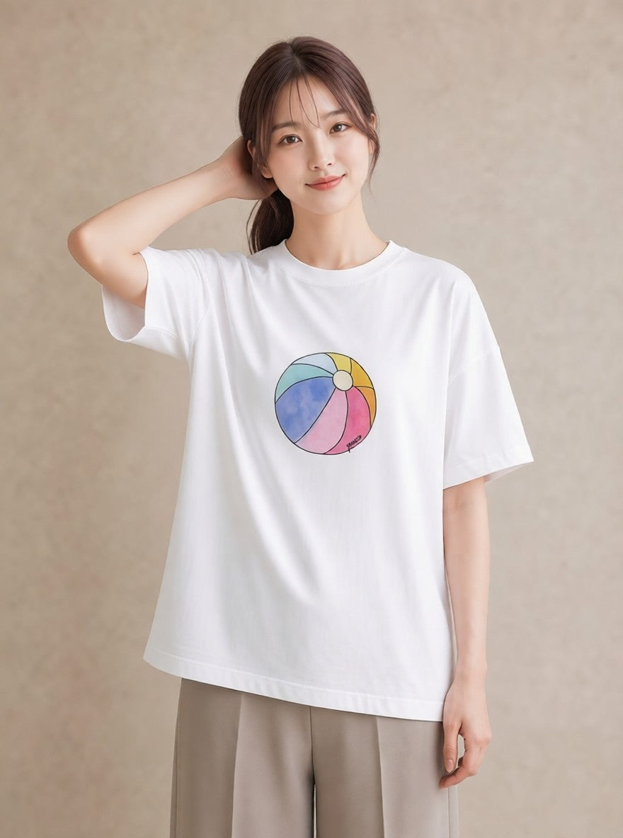 デザインTシャツ レディース わたあめ 食べ物 フード イラスト ナチュラル 春服 ミセス 白T YMAZO