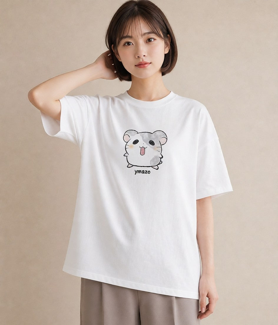 デザインTシャツ レディース キンクマハムスター ペット 動物 イラスト ボタニカル 母娘コーデ 自分用 白T YMAZO