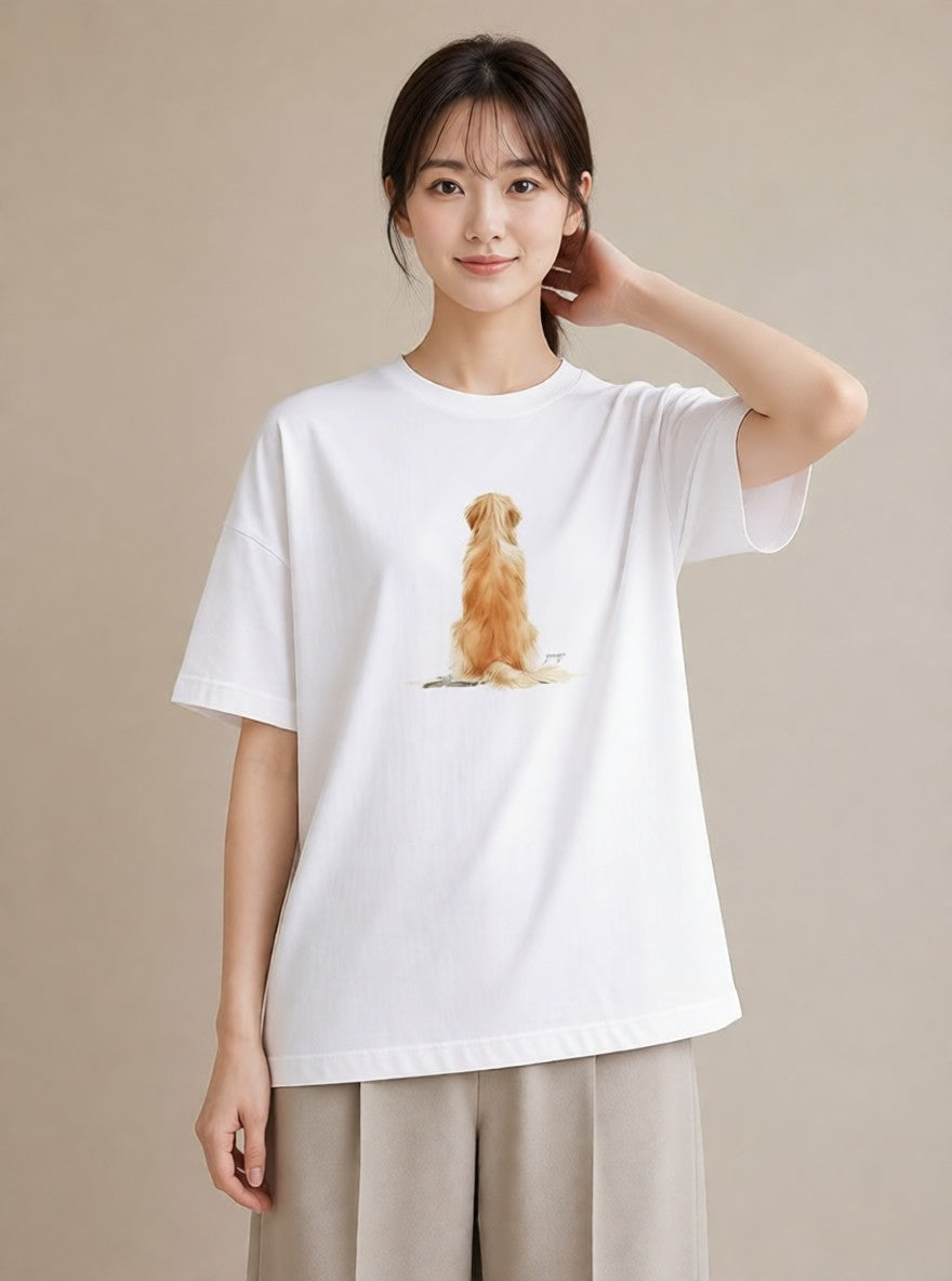 グラフィックTシャツ レディース 老犬 犬 いぬ イラスト 北欧風 ルームウェア ギフト 白T YMAZO
