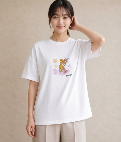 プリントTシャツ レディース 蟹座 星空 宇宙 イラスト 旅行 母娘コーデ 白T YMAZO