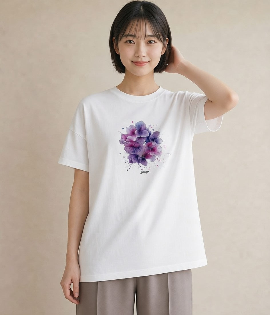 グラフィックTシャツ レディース パンジー 花 花柄 イラスト シンプル 母娘コーデ 自分用 白T YMAZO
