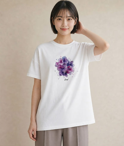 グラフィックTシャツ レディース パンジー 花 花柄 イラスト シンプル 母娘コーデ 自分用 白T YMAZO