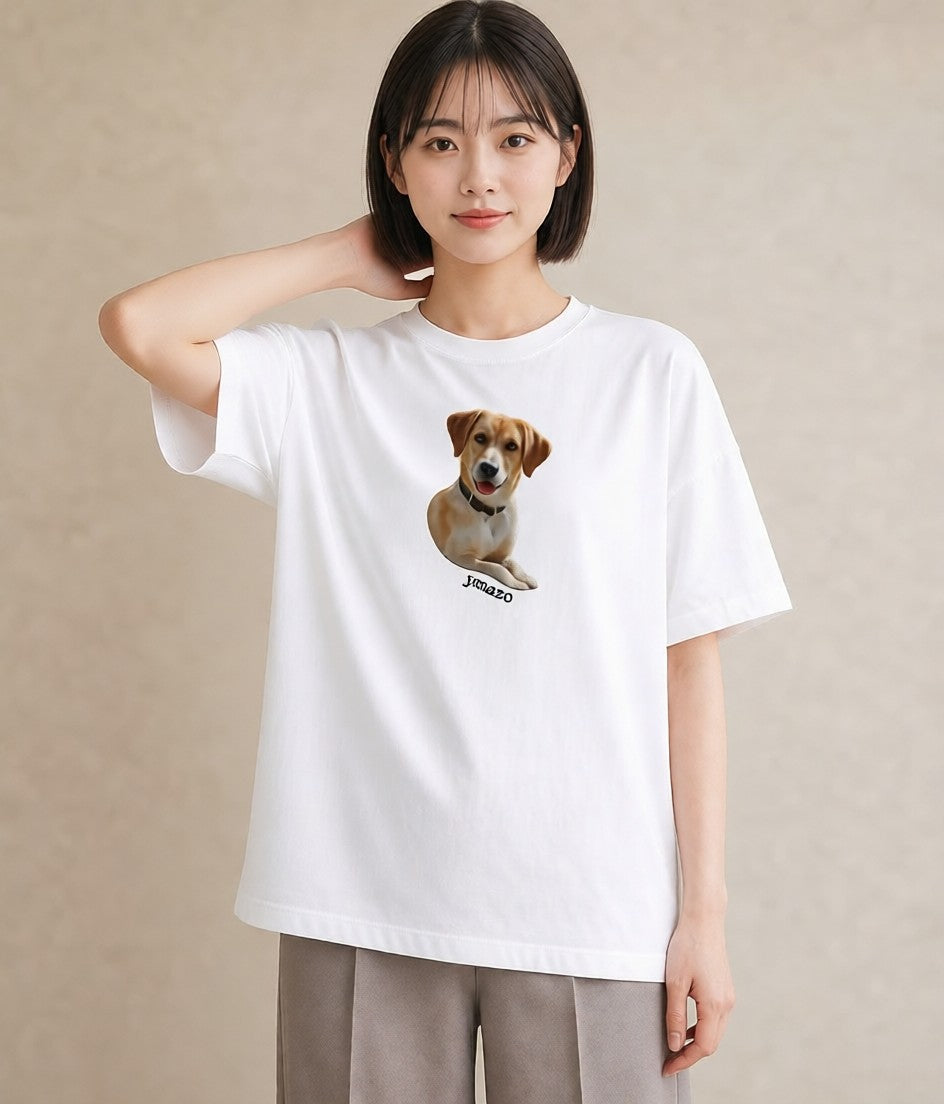デザインTシャツ レディース ラブラドールレトリバー 犬 いぬ イラスト 韓国風 休日 ペアコーデ 白T YMAZO