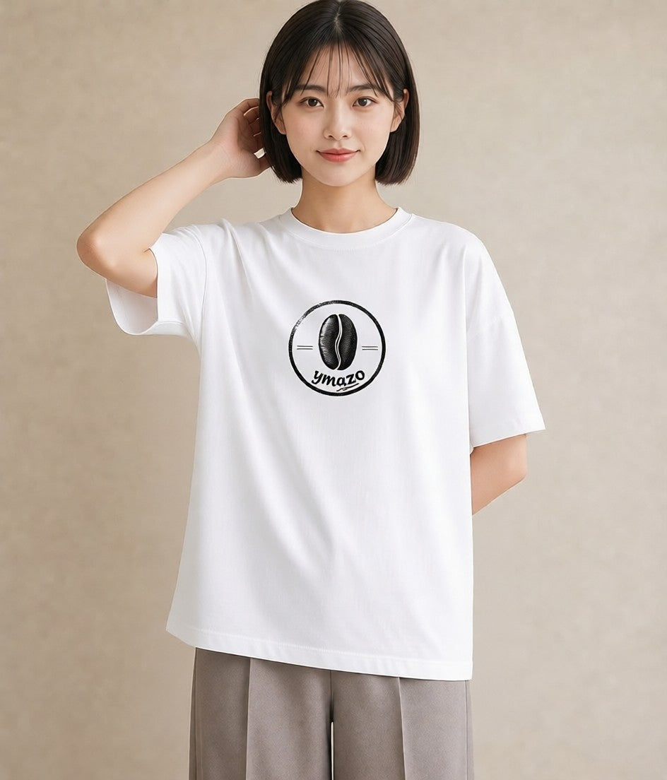 グラフィックTシャツ レディース カフェ カフェロゴ ロゴ イラスト ポップ 休日 ペアコーデ 白T YMAZO