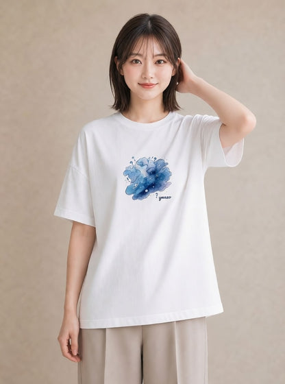 デザインTシャツ レディース 牡牛座 星空 宇宙 イラスト 普段使い 送別ギフト 通勤 白T YMAZO