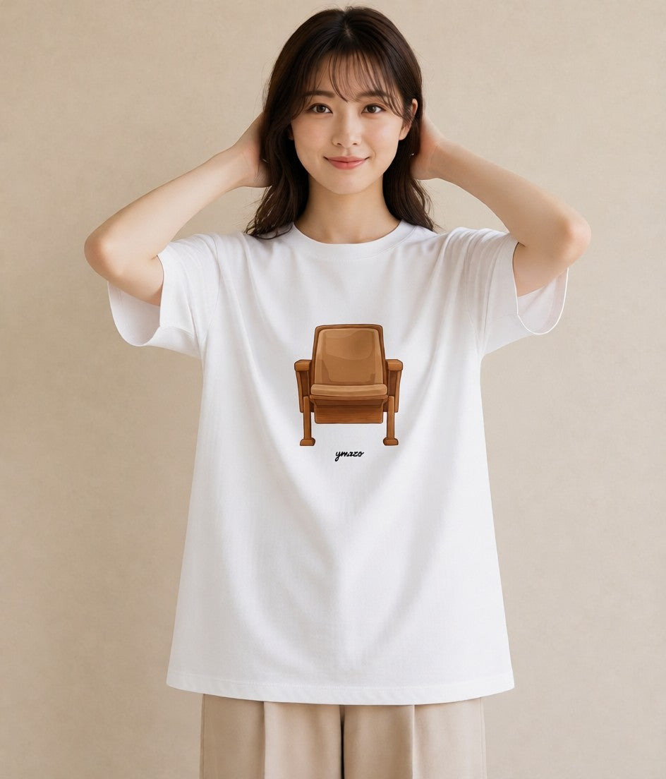 グラフィックTシャツ レディース 窓辺の椅子 窓辺 椅子 ナチュラル アンティーク イラスト 社会人 女性 白T YMAZO
