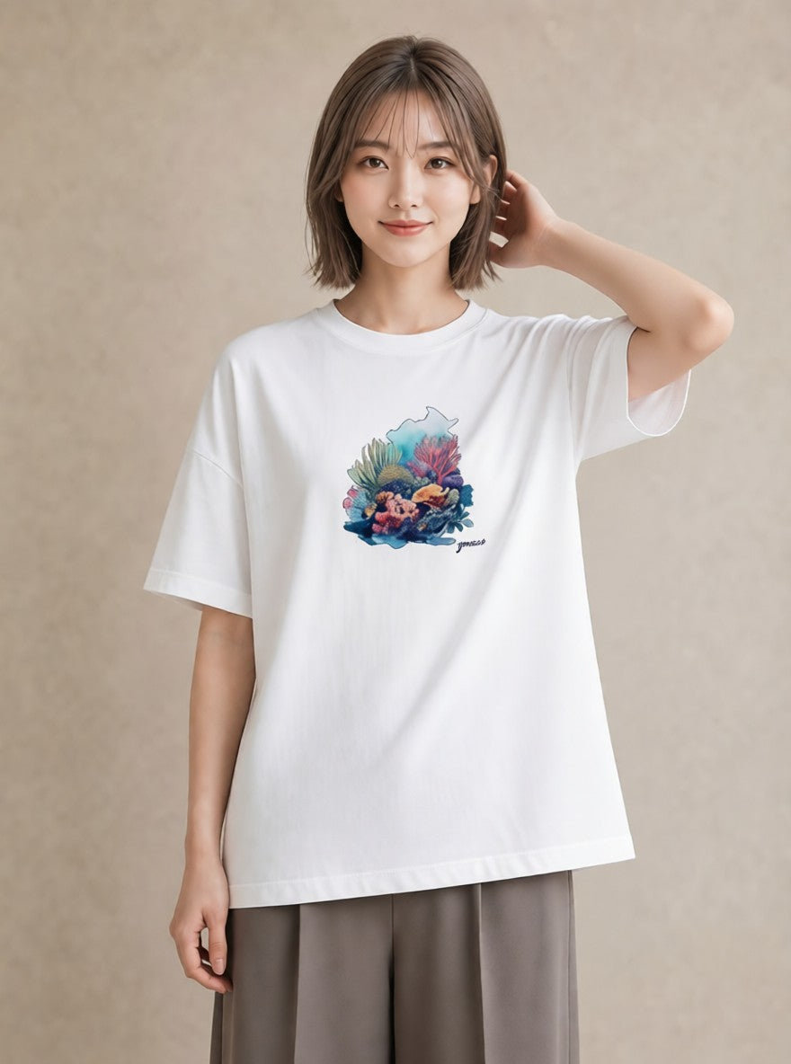 半袖Tシャツ レディース カクレクマノミ 海の生き物 海 イラスト フェミニン レイヤード 友達ギフト 白T YMAZO