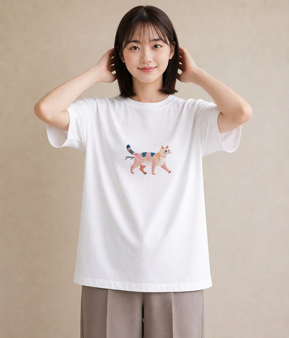 グラフィックTシャツ レディース ねこ 猫 ネコ イラスト 韓国風 夏コーデ 通学 白T YMAZO