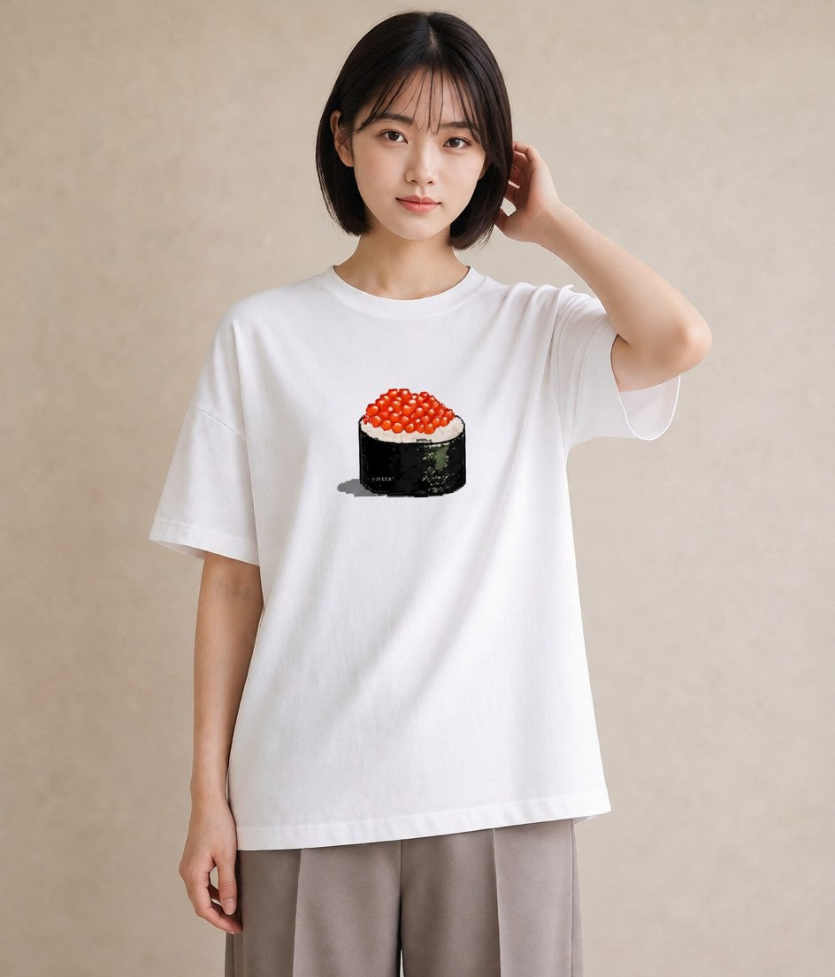 プリントTシャツ レディース お寿司 食べ物 フード イラスト ペアコーデ 秋コーデ 白T YMAZO