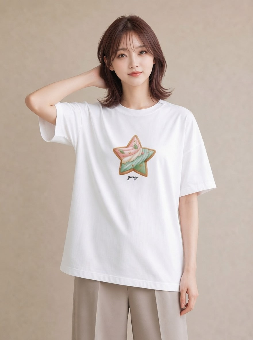 Tシャツ レディース マフィン 食べ物 フード イラスト こなれ感 女子会 お揃い 白T YMAZO