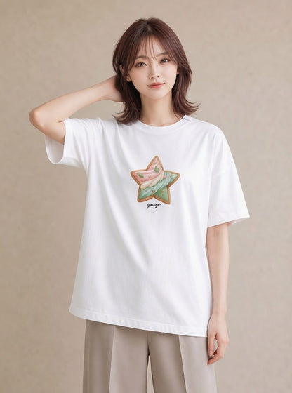 Tシャツ レディース マフィン 食べ物 フード イラスト こなれ感 女子会 お揃い 白T YMAZO