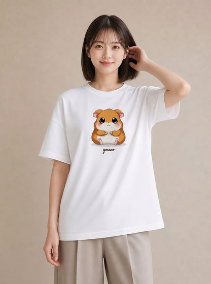 グラフィックTシャツ レディース キンクマハムスター ペット 動物 イラスト きれいめ 友達ギフト 部屋着 白T YMAZO