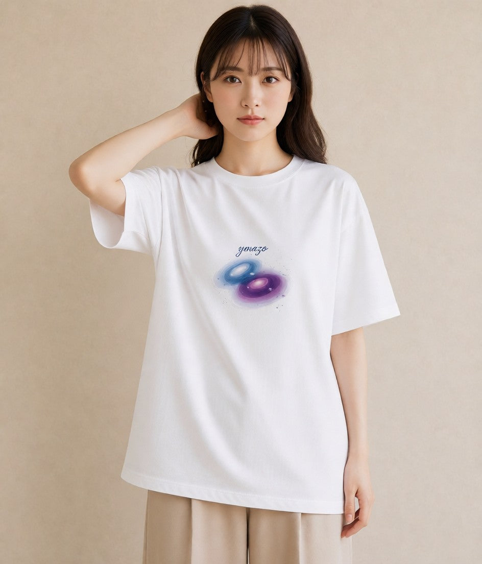 グラフィックTシャツ レディース 天の川 星空 宇宙 イラスト カフェコーデ 女性向けギフト 散歩 白T YMAZO
