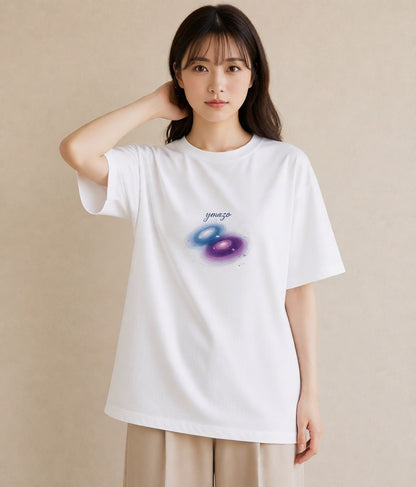グラフィックTシャツ レディース 天の川 星空 宇宙 イラスト カフェコーデ 女性向けギフト 散歩 白T YMAZO