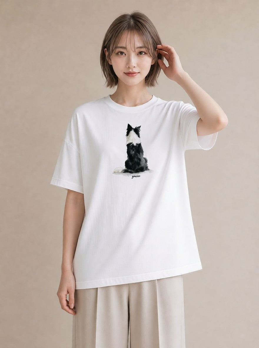 グラフィックTシャツ レディース 犬 いぬ イラスト レトロ 送別ギフト 通勤 白T YMAZO