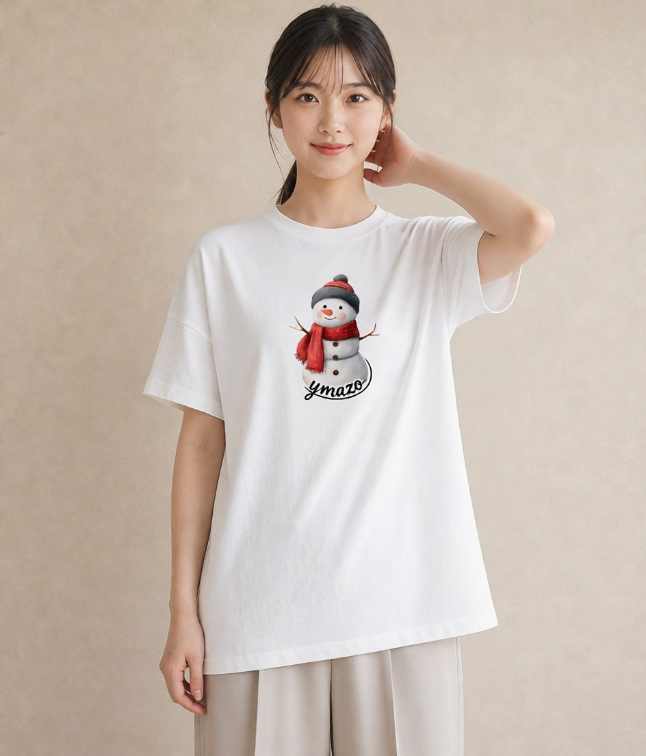 デザインTシャツ レディース 雪 星空 宇宙 イラスト 可愛い お揃い 親子 白T YMAZO
