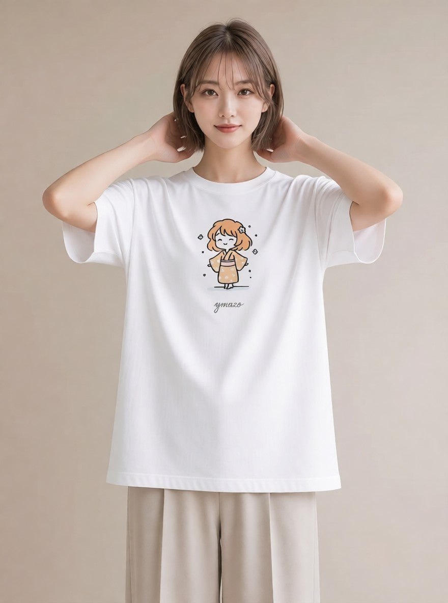 デザインTシャツ レディース 風鈴 ガラス 夏 ナチュラル アンティーク イラスト お洒落 デート 帰省 白T YMAZO