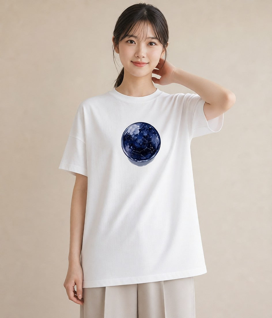 半袖Tシャツ レディース スター 星空 宇宙 イラスト ゆるかわ 姉妹 送別ギフト 白T YMAZO