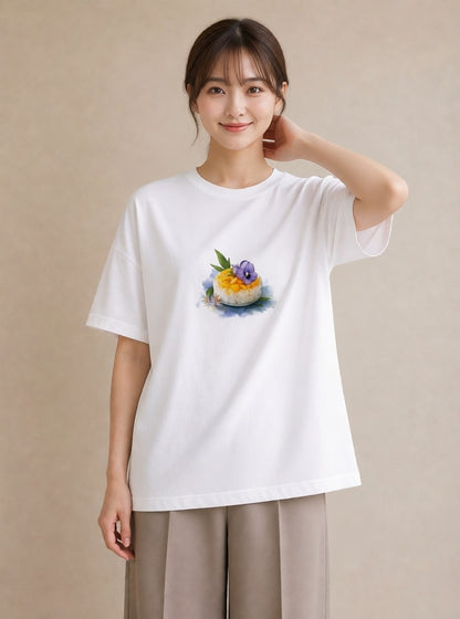 グラフィックTシャツ レディース パフェ 食べ物 フード イラスト ガーリー カフェ服 クリスマス 白T YMAZO
