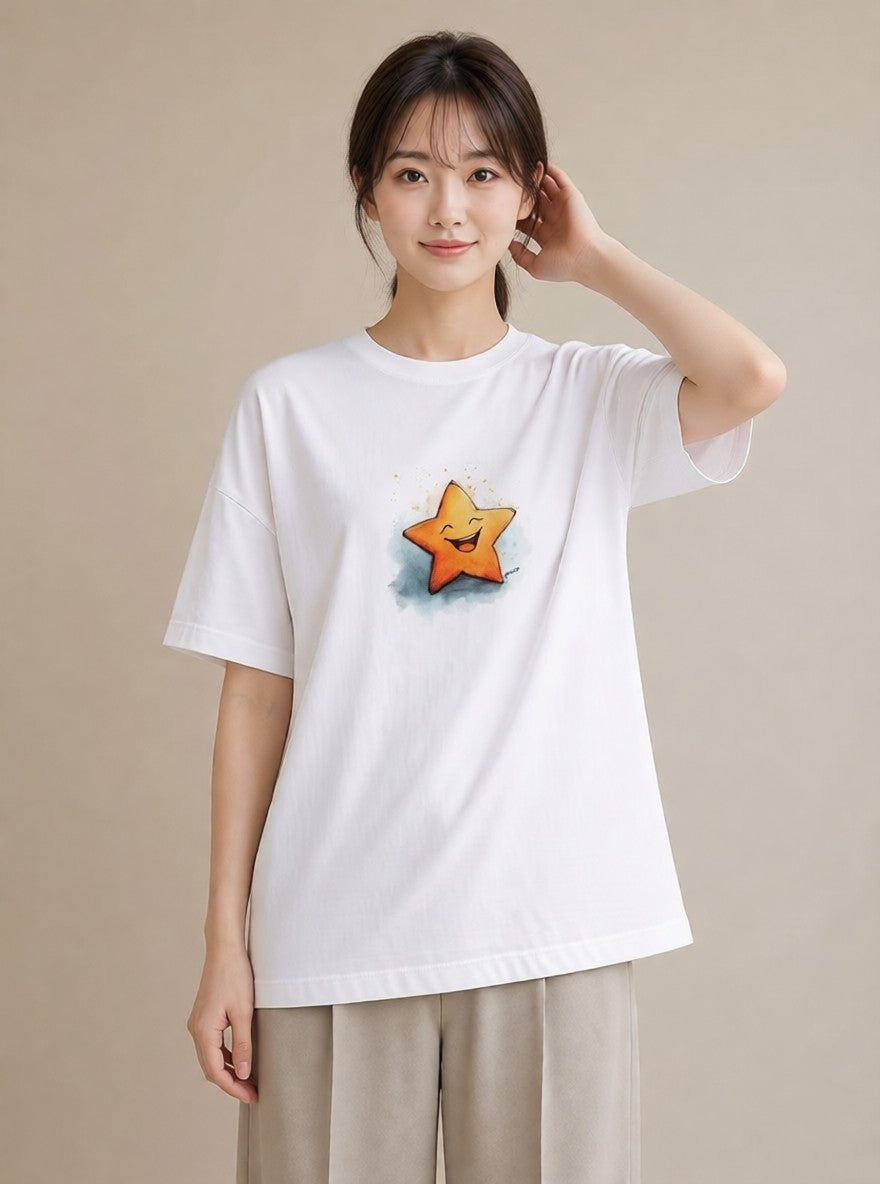 デザインTシャツ レディース 星 星空 宇宙 イラスト シンプル 送別ギフト 通勤 白T YMAZO