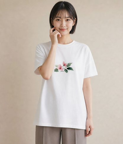 プリントTシャツ レディース あさがお 朝顔 花 花柄 イラスト 休日コーデ 海 カフェ巡り 白T YMAZO