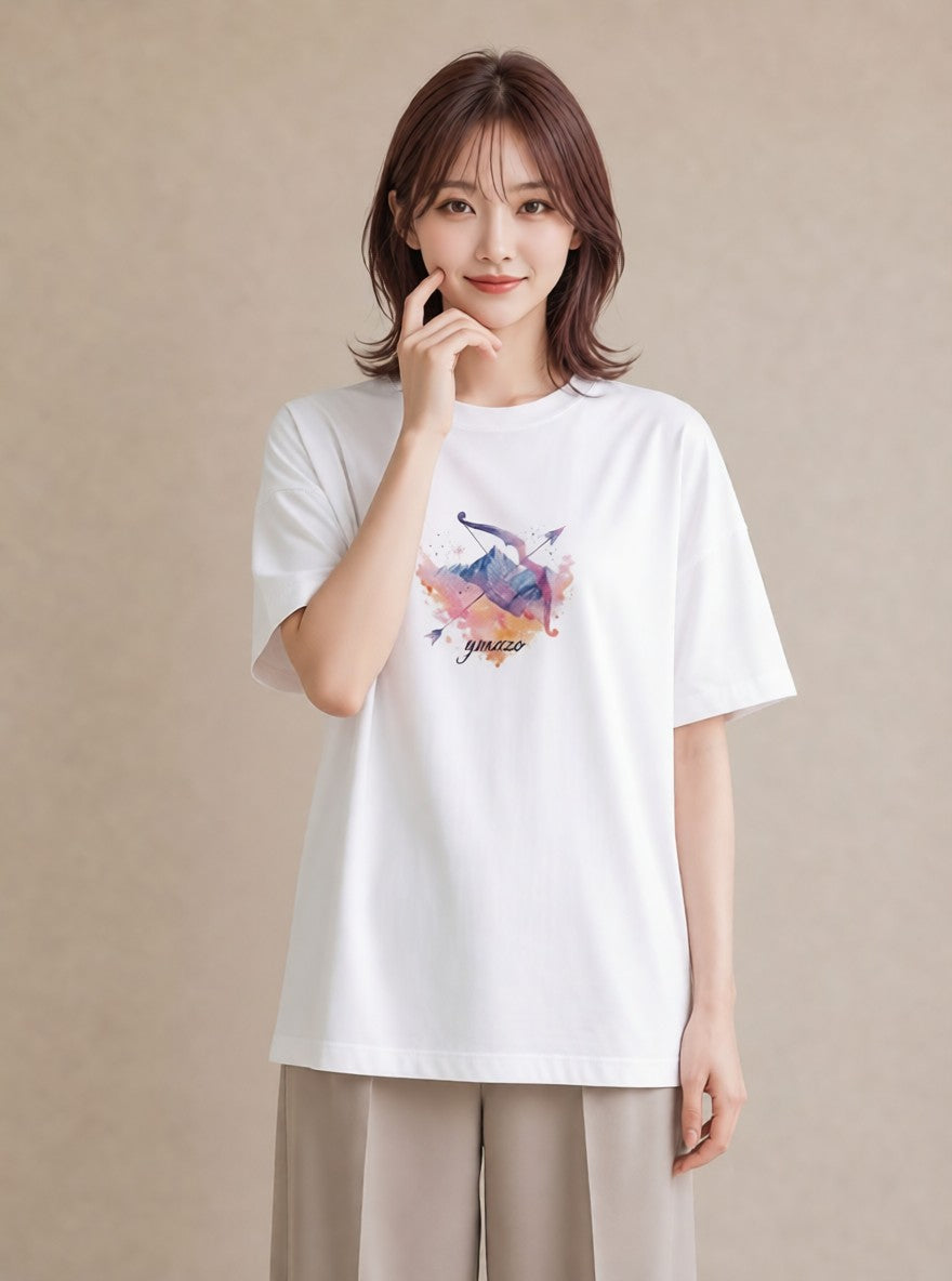プリントTシャツ レディース 乙女座 星空 宇宙 イラスト シンプル 買い物 夏コーデ 白T YMAZO