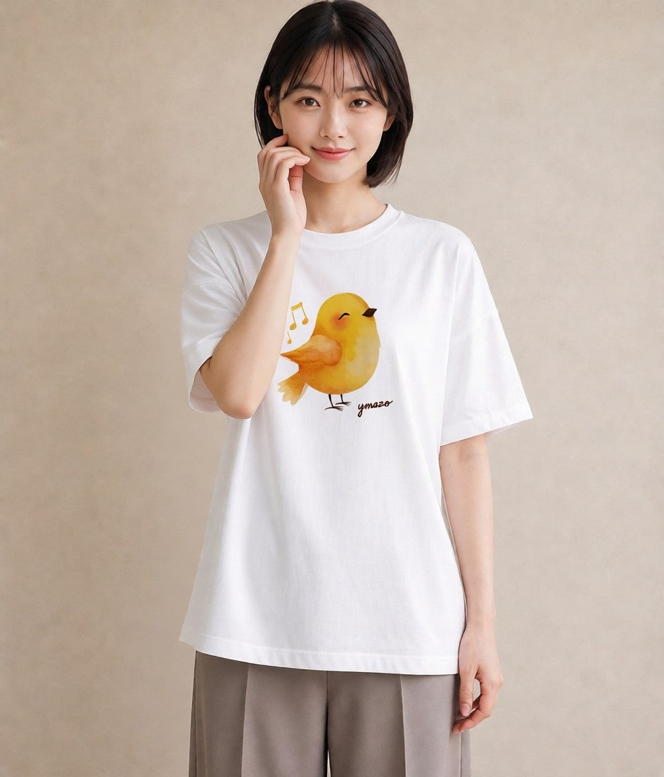 半袖Tシャツ レディース ひよこ 動物 アニマル イラスト 淡色 敬老の日 ホワイトデー 白T YMAZO