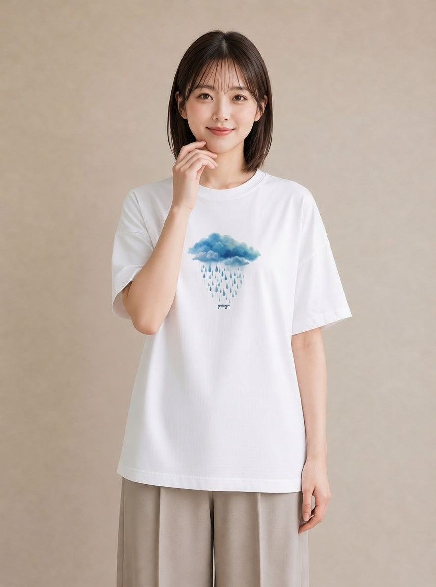 グラフィックTシャツ レディース 虹 星空 宇宙 イラスト デイリーウェア 休日 白T YMAZO