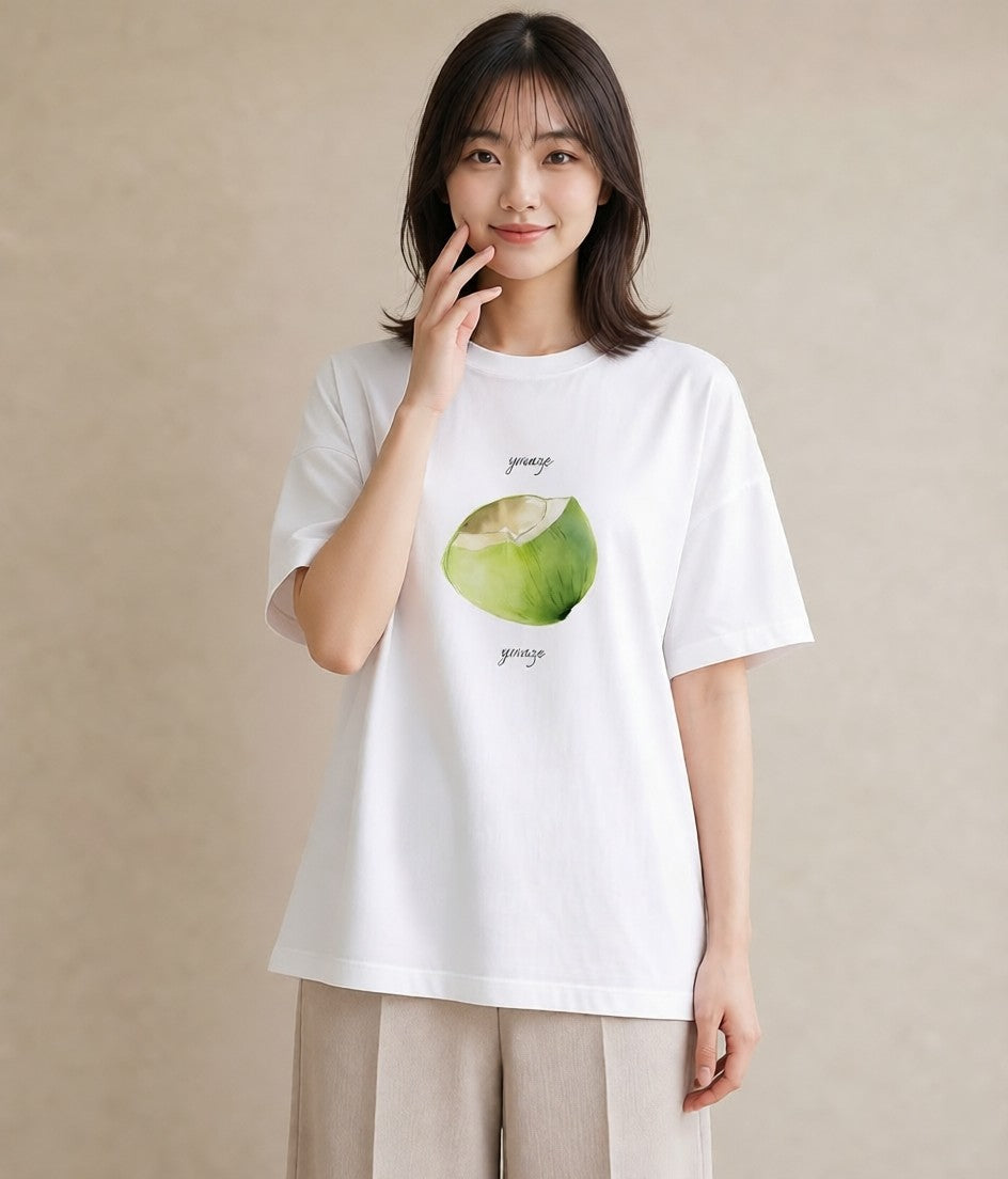 半袖Tシャツ レディース どんぐり 植物 ボタニカル イラスト アート風 母の日 ビーチ 白T YMAZO