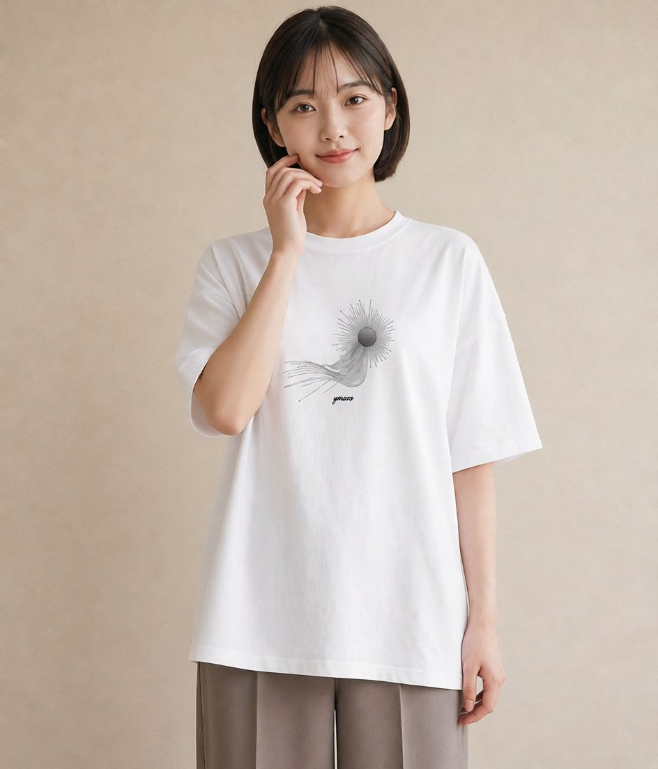 半袖Tシャツ レディース 海 リゾート 夏 イラスト ラフカジュアル カフェ服 クリスマス 白T YMAZO