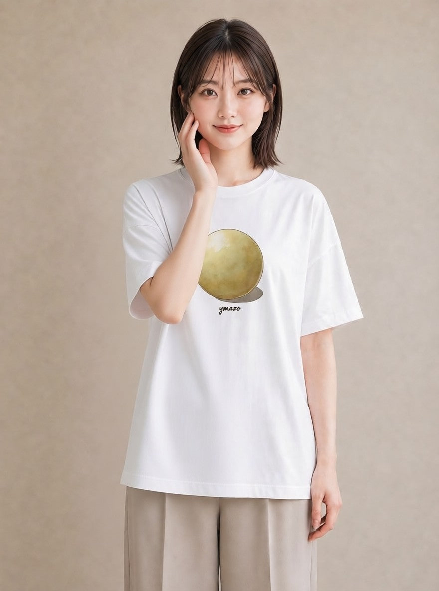 Tシャツ レディース パールピアス アクセサリー ナチュラル アンティーク イラスト 普段使い 部屋着 女性向けギフト 白T YMAZO