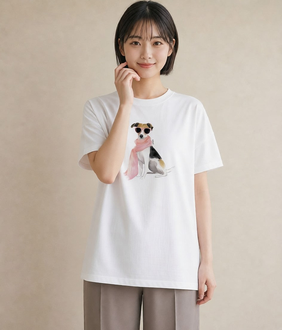 プリントTシャツ レディース 保護犬 犬 いぬ イラスト ヴィンテージ風 休日 ペアコーデ 白T YMAZO