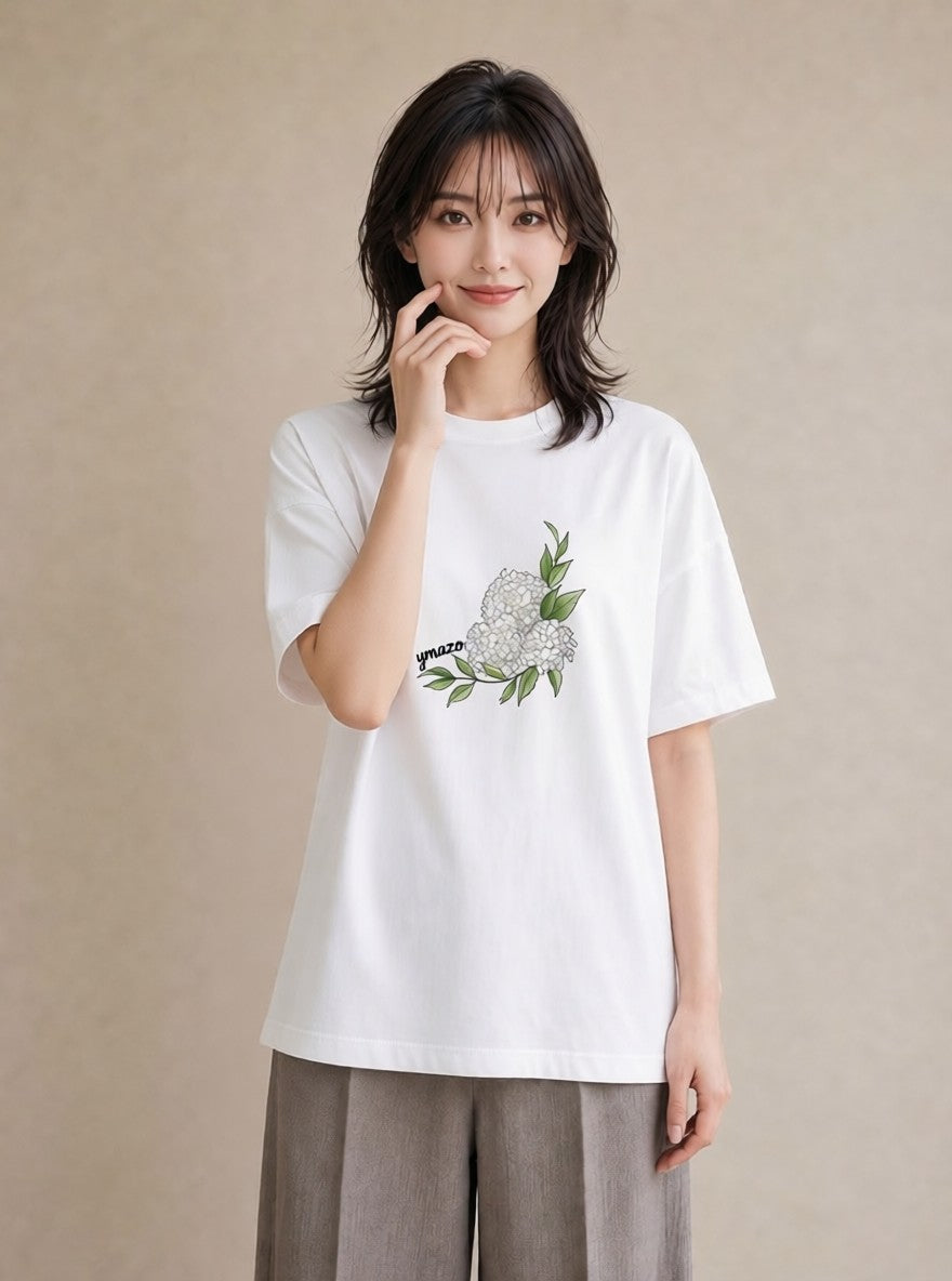 グラフィックTシャツ レディース ポスト 野の花 レトロ ナチュラル アンティーク イラスト 抜け感 女性 旅行用 白T YMAZO