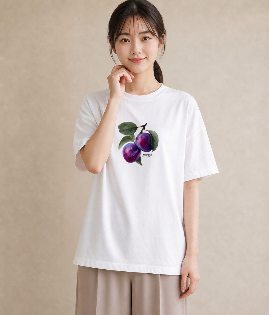 デザインTシャツ レディース 木の実 植物 ボタニカル イラスト レトロ 20代 カジュアルコーデ 白T YMAZO
