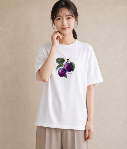 デザインTシャツ レディース 木の実 植物 ボタニカル イラスト レトロ 20代 カジュアルコーデ 白T YMAZO