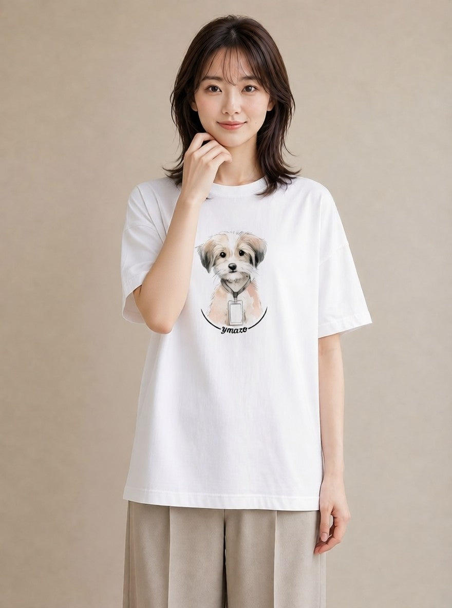 プリントTシャツ レディース ミックス犬 犬 いぬ イラスト きれいめカジュアル 通学 誕生日プレゼント 白T YMAZO