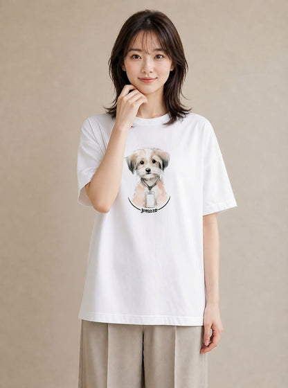 プリントTシャツ レディース ミックス犬 犬 いぬ イラスト きれいめカジュアル 通学 誕生日プレゼント 白T YMAZO