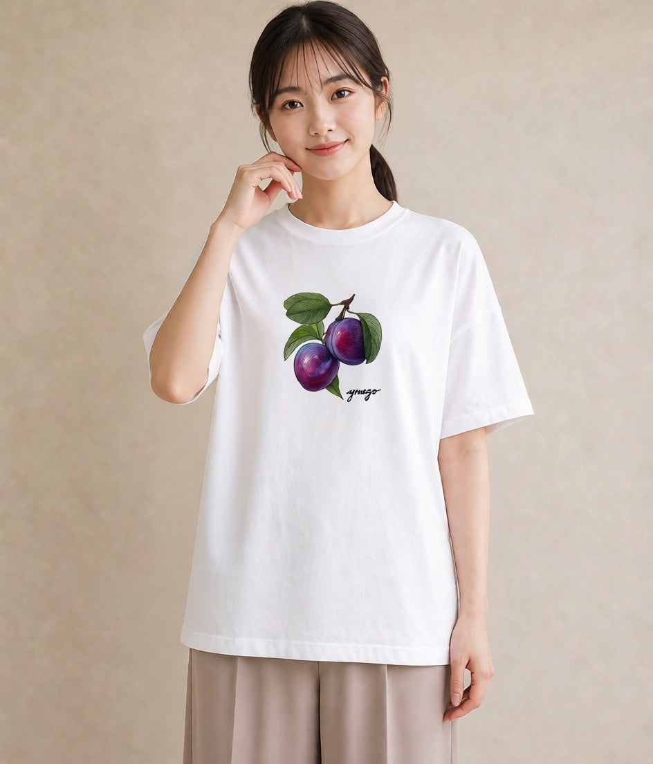 グラフィックTシャツ レディース さくらんぼ チェリー 食べ物 フード イラスト カフェコーデ 母娘コーデ 自分用 白T YMAZO
