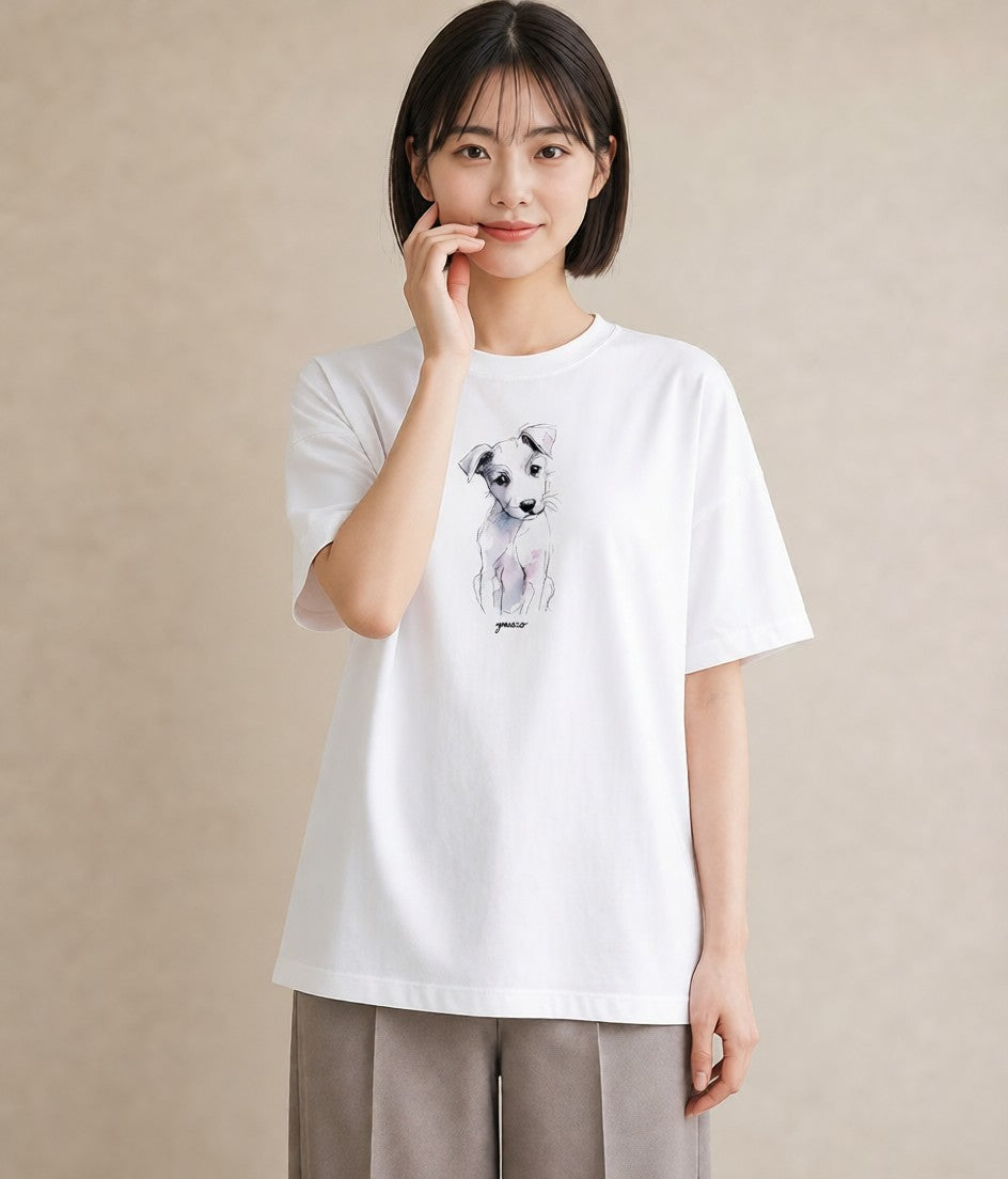 プリントTシャツ レディース 子犬 犬 いぬ イラスト シック 秋コーデ おしゃれギフト 白T YMAZO