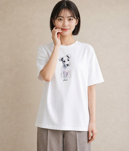 プリントTシャツ レディース 子犬 犬 いぬ イラスト シック 秋コーデ おしゃれギフト 白T YMAZO