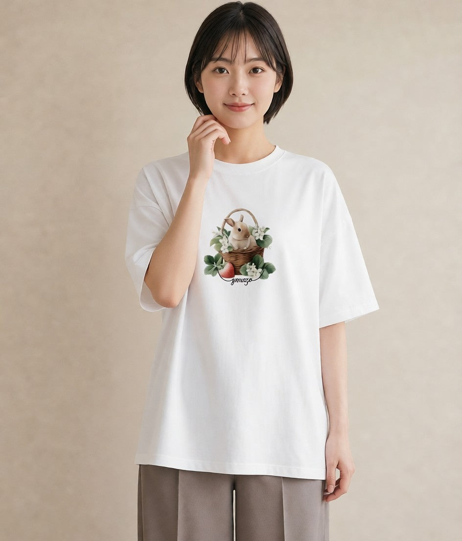 プリントTシャツ レディース ネザーランドドワーフ ペット 動物 イラスト カフェコーデ お揃い 親子 白T YMAZO