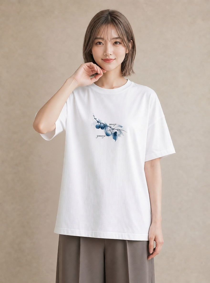グラフィックTシャツ レディース 雨上がりのベンチ ベンチ ナチュラル アンティーク イラスト カフェコーデ 買い物 夏コーデ 白T YMAZO