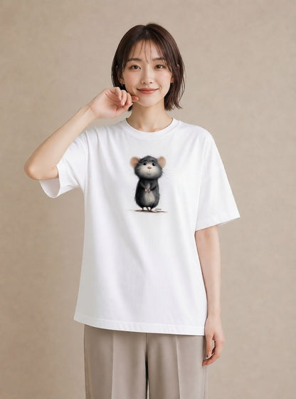 グラフィックTシャツ レディース ジャンガリアンハムスター ペット 動物 イラスト ラフカジュアル 買い物 夏コーデ 白T YMAZO