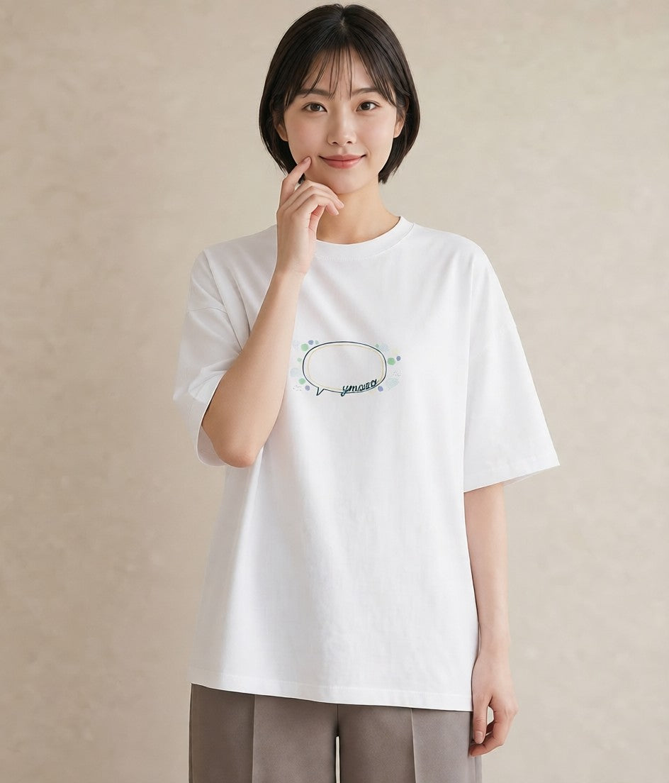 グラフィックTシャツ レディース 紙風船 和紙 ナチュラル アンティーク イラスト ミニマル 部屋着 女性向けギフト 白T YMAZO