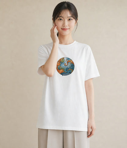 グラフィックTシャツ レディース プラネット 星空 宇宙 イラスト 手描き風 20代 カジュアルコーデ 白T YMAZO