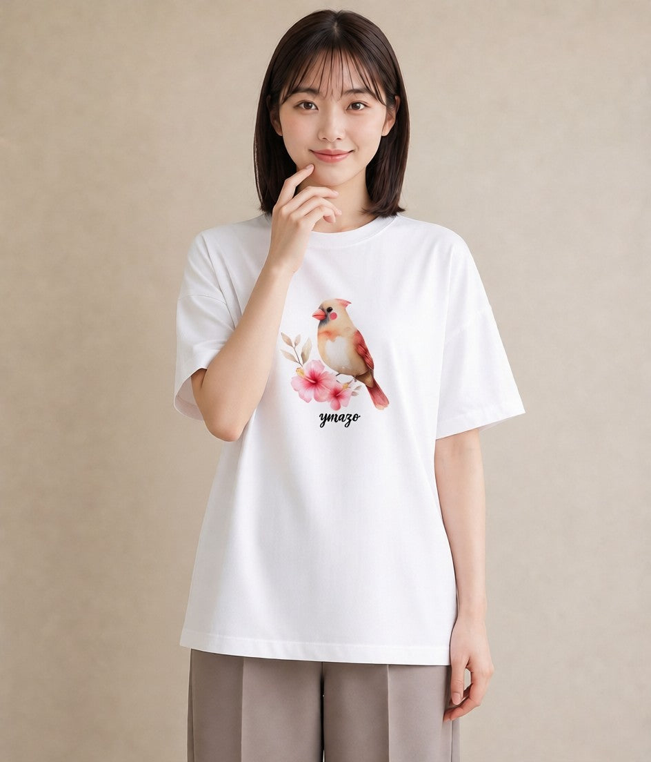 Tシャツ レディース オカメインコ ペット 動物 イラスト 韓国風 ギフト 母の日 白T YMAZO
