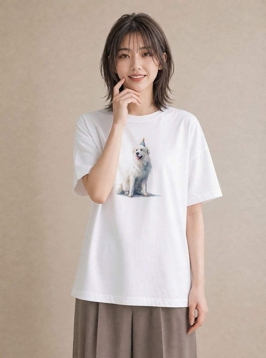 プリントTシャツ レディース 老犬 犬 いぬ イラスト 抜け感 自分用 ルームウェア 白T YMAZO