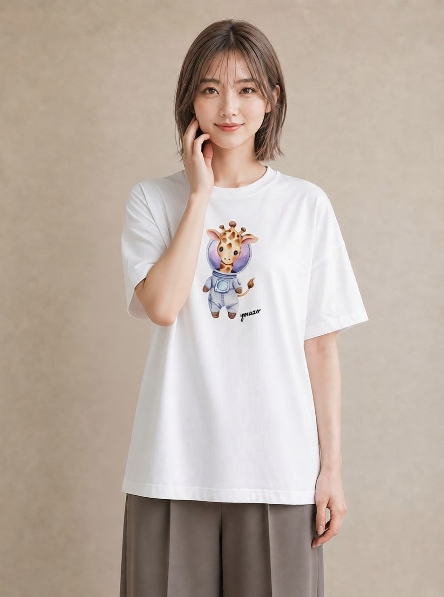 Tシャツ レディース 山羊座 星空 宇宙 イラスト レトロ 敬老の日 ホワイトデー 白T YMAZO
